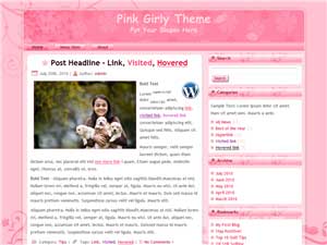 Cool Pink Girly WordPress Theme - 1021A